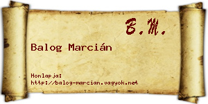 Balog Marcián névjegykártya